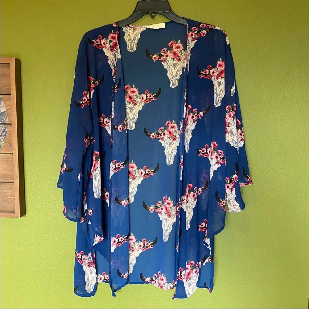 Peach Love California Bull Head Boho Kimono